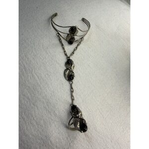 Vintage Navajo Sterling Silver & Black Onyx Statement Slave Bracelet And Ring